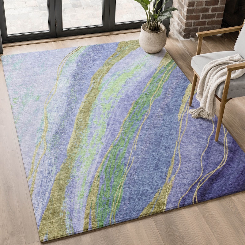 Premium Washable Super Soft Modern Flow Mayfield Rug - Purple - 5' x 7'6"
