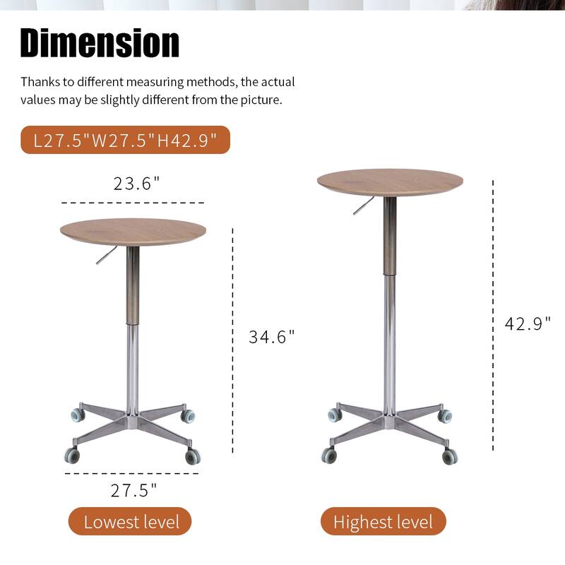Movable Adjustable Bar Table 360 Swivel Counter Bar Height Aluminum Star Base Movable for Stand Desk Bistro Table