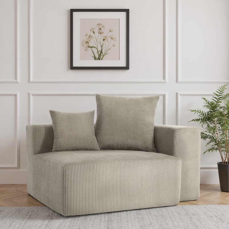 Corduroy Upholstered Modular Sectional Sofa with Ottoman