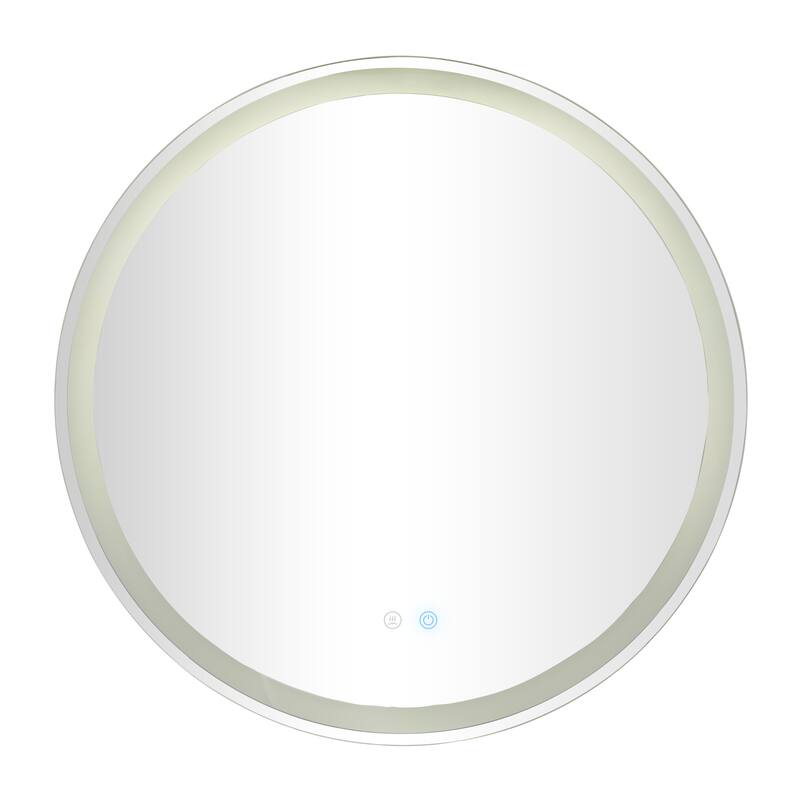 Silver Glass Room Anti Fog Mirror with LED Light - 32 x 1 x 32
