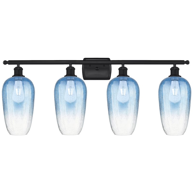 Innovations Lighting 516-4W-16-37 Brookhaven Flute Vanity Brookhaven - Matte Black / Sapphire Blue