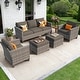 preview thumbnail 2 of 82, OVIOS 5-Piece Outdoor Wicker Patio Conversation Set Black
