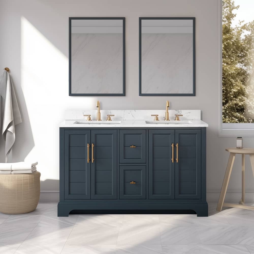 Vanity Art 54" Double Sink Bathroom Vanity with Top & Backsplash