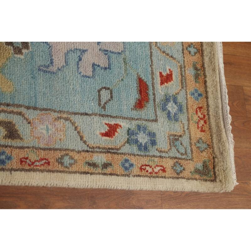 Floral Oushak Oriental Large Area Rug Handmade Beige Wool Carpet - 11'9" x 14'8"