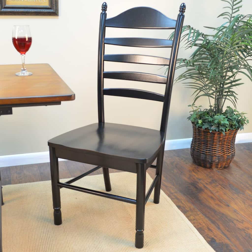 Ladder Back Dining Chair - 42" - Antique Black