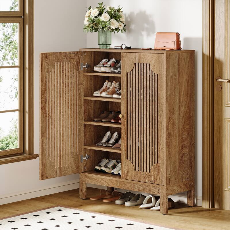 5-Tier Adjustable Shoe Cabinet with Doors for 20 Pairs