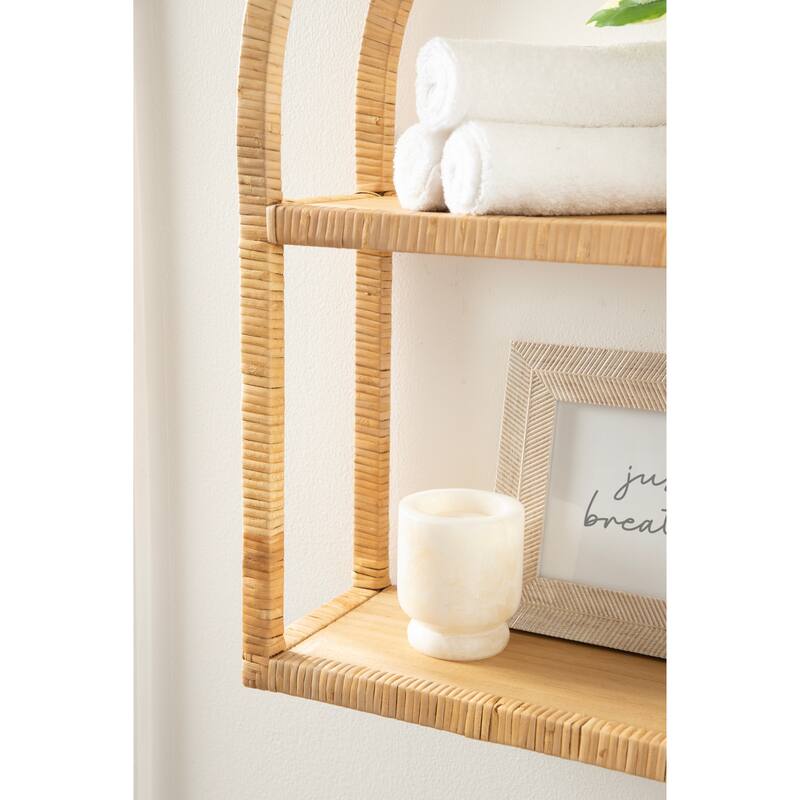 Kate and Laurel Rahmati Rattan Wall Shelf