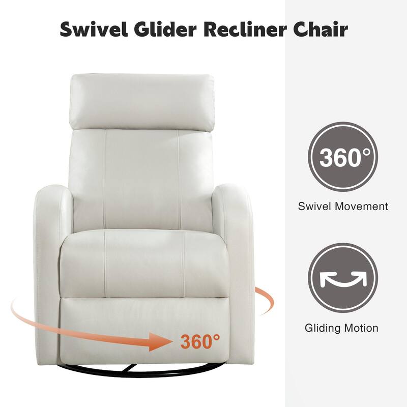 HOMYKA Modern Faux Leather Rocking Recliner with Swivel