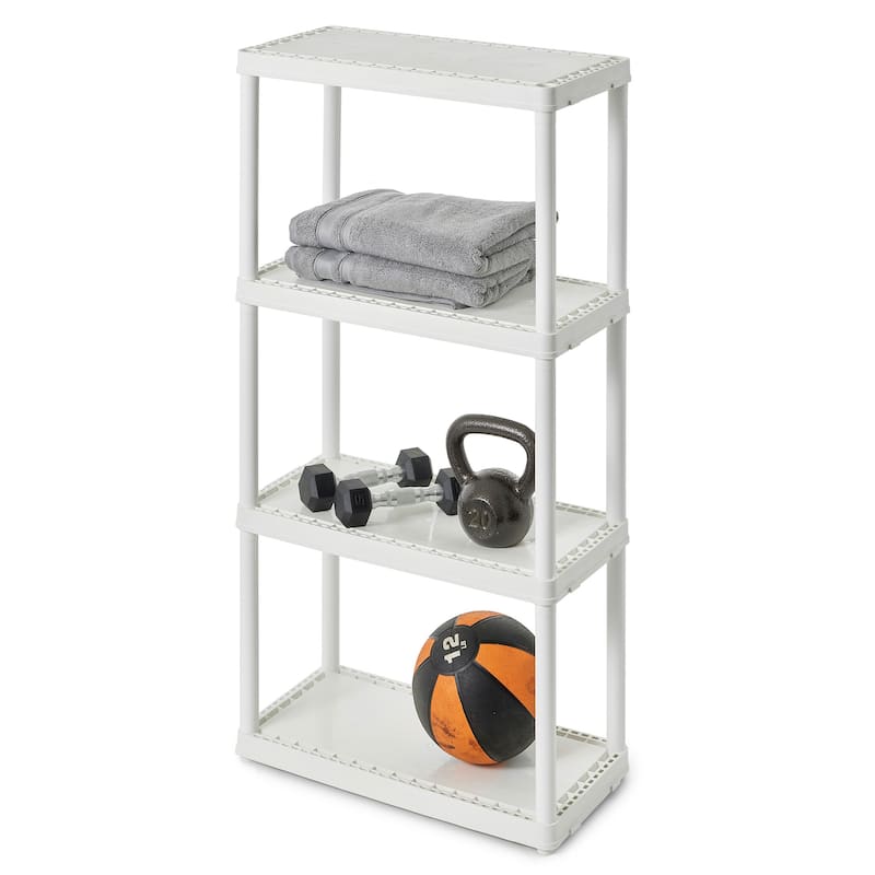 Gracious Living 4 Shelf Fixed Height Solid Light Duty Home Storage Unit, White - 1 Pack