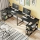 preview thumbnail 59 of 113, Small L Shaped Desk with Storage Shelves Corner Computer Desk