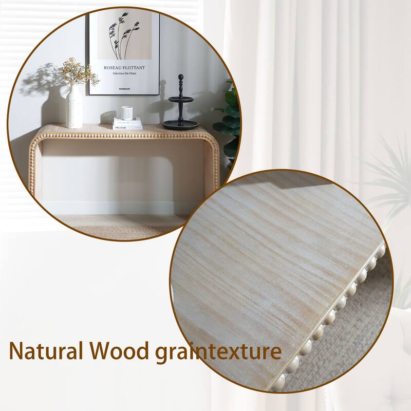 59" Waterfall Wood Console Table with Beaded Trim