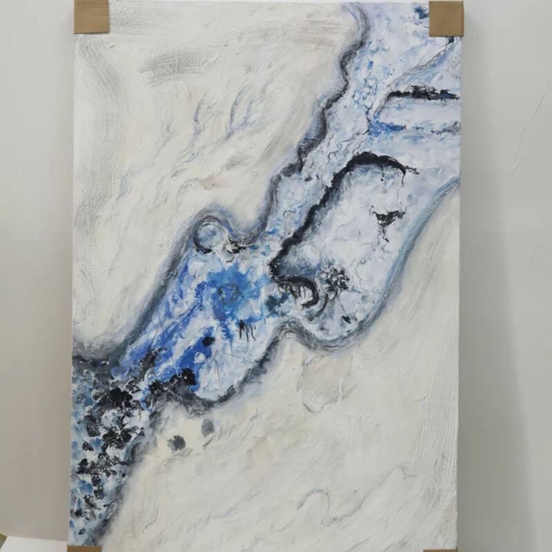 Aria Home Blue Grey Aetheris Frameless Canvas Wall Art 31x47