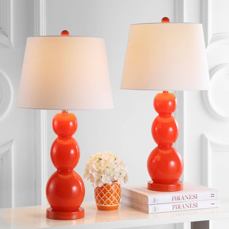 SAFAVIEH Lighting Natasha 28-inch Three Sphere Glass White Table Lamp (Set of 2) - 14"x14"x26.5" - 14Wx14Dx27H