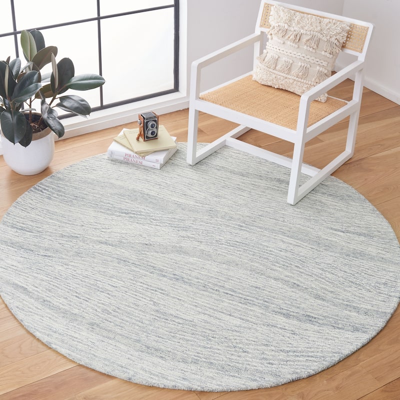 SAFAVIEH Handmade Metro Annarosa Modern Abstract Wool Rug - 4' Round - Grey/Ivory - Round