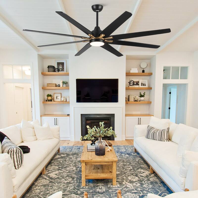 YUHAO 72 Inch Windmill Antique Black Industrial Wooden Large Ceiling Fans With LED Lights and Remote Control
