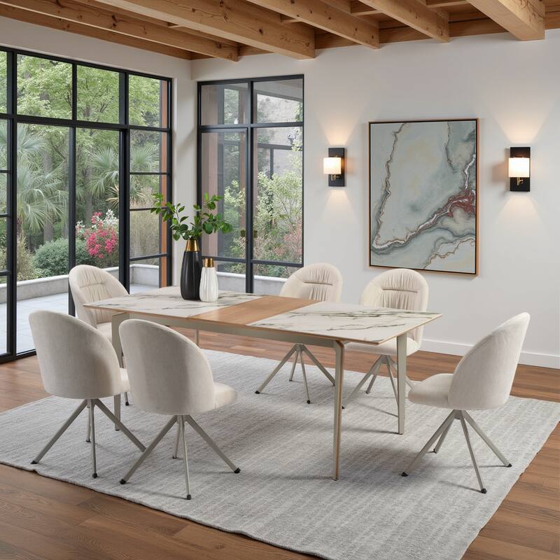 Hallie Contemporary Swivel Curved Back Upholstered Dining Chair - Set of 2
