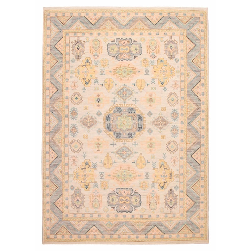 ECARPETGALLERY Hand-knotted Modern Oushak Ivory Wool Rug - 10'2 x 14'2 - Ivory - 10'2 x 14'2