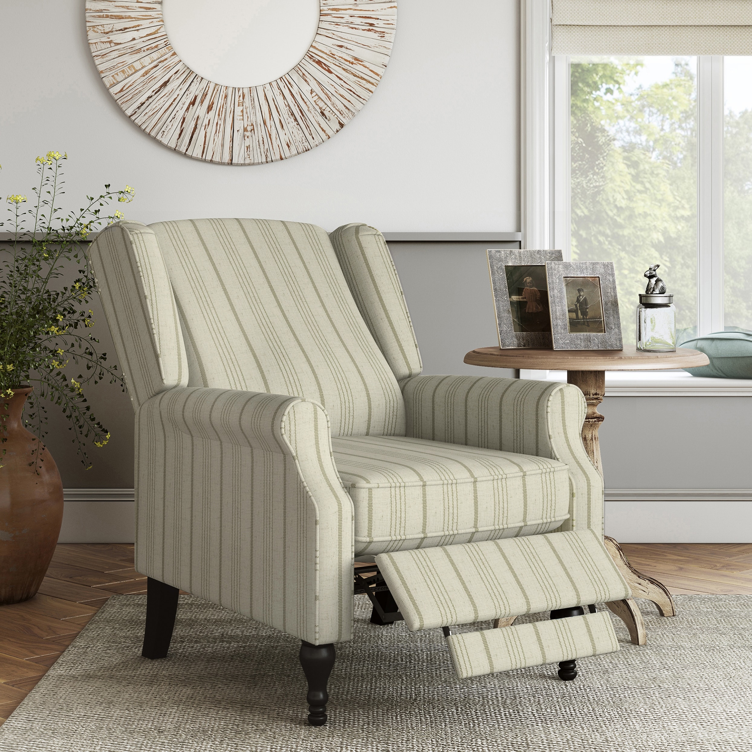 The Gray Barn Hale Rustic Woven Striped Linen Wingback Push