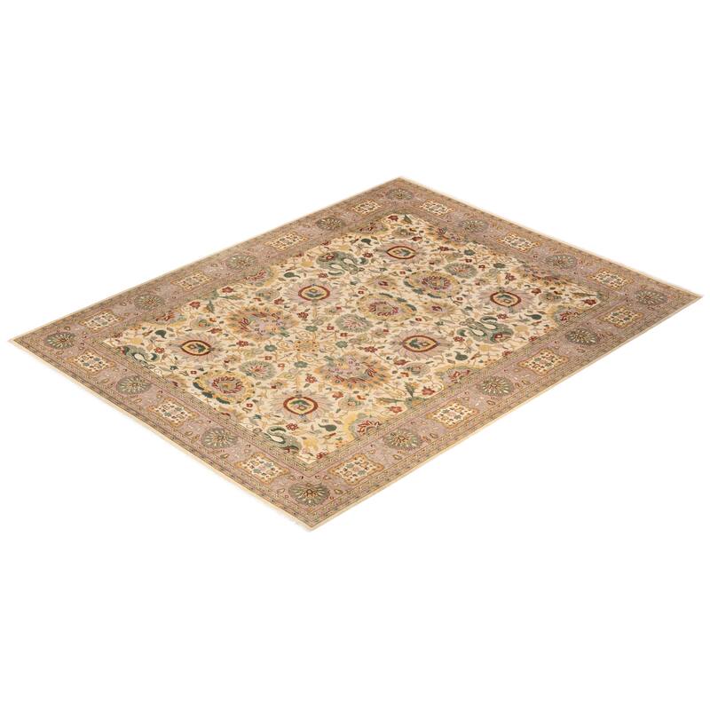 Overton Hand Knotted Wool Vintage Inspired Traditional Mogul Ivory Area Rug - 9 x 12