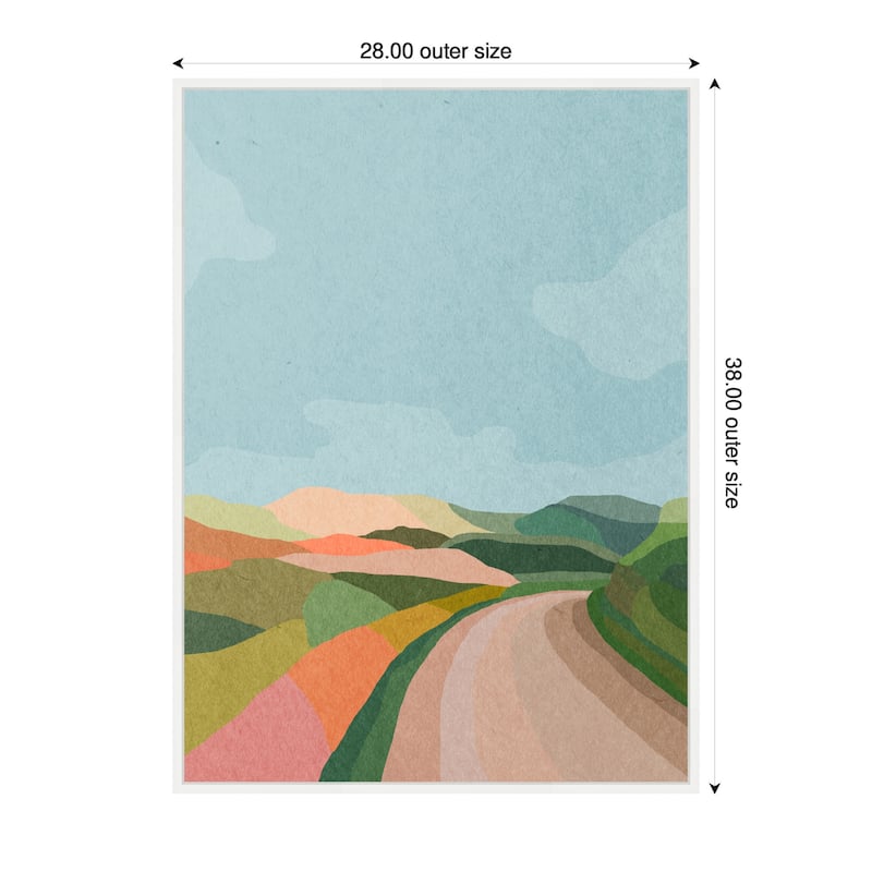 Kate and Laurel Sylvie Beautiful Landscape with Road Framed Canvas by July Art Prints