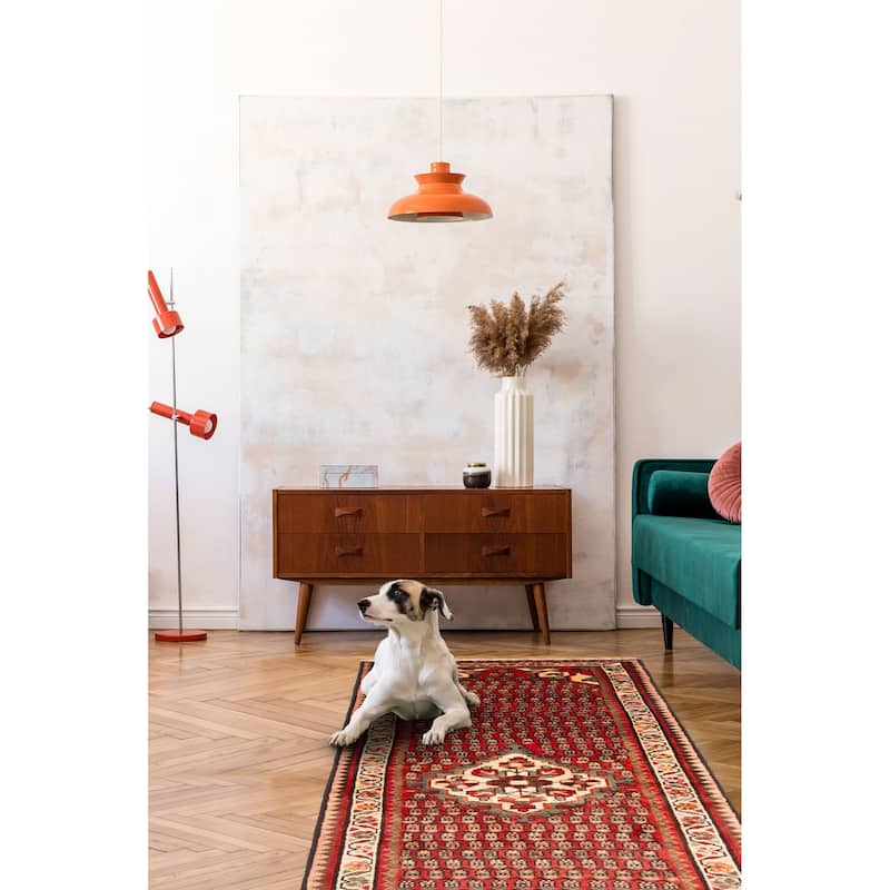 ECARPETGALLERY Hand-knotted Andelz Red Wool Rug - 2'6 x 6'6