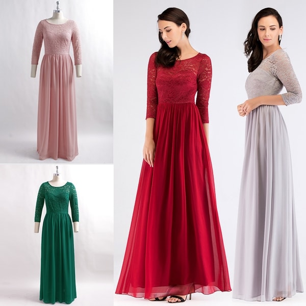 Ever-Pretty Women's Lace Long Sleeve Evening Party Bridesmaid Maxi Dress 07680