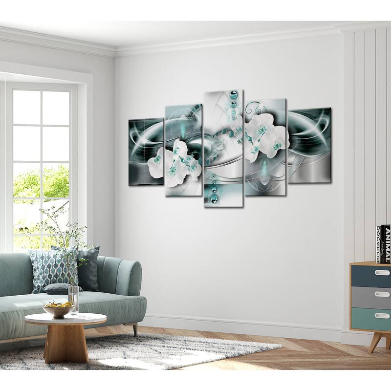 Glam Canvas Wall Art - Platinum Sea - 5 Pieces