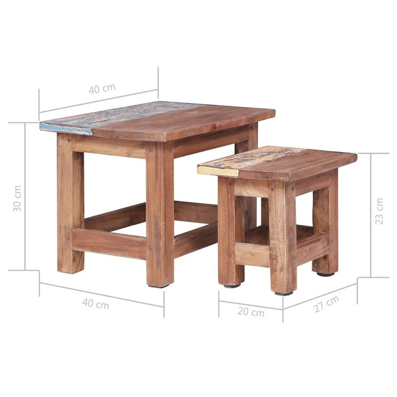 vidaXL Nesting Tables 2 pcs Solid Reclaimed Wood - 15.7" x 15.7" x 11.8"