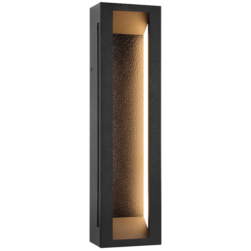 LamQee Modern Black Outdoor Wall Light Linear Textured LED Wall Sconce