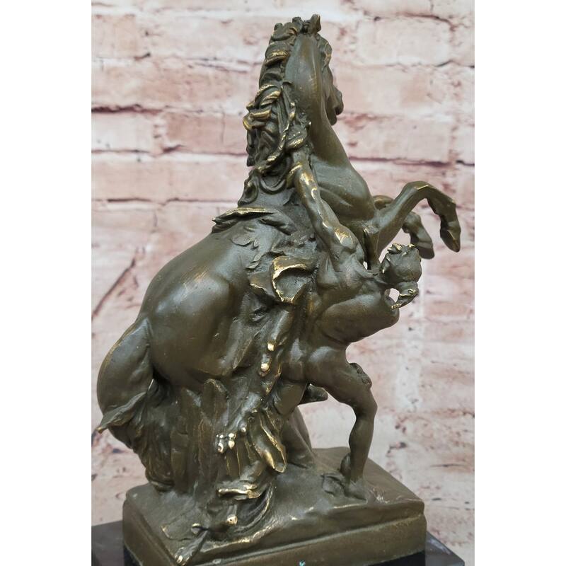Mythological Woman With Rearing Imitative Horse Bronze Sculpture - Clical Equestrian Art