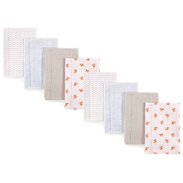 slide 1 of 1, Luvable Friends Cotton Poly Flannel Burp Cloths 8-Pack Set, Fox, One Size - Fox 8-Pack - One Size One Size - Fox 8-Pack