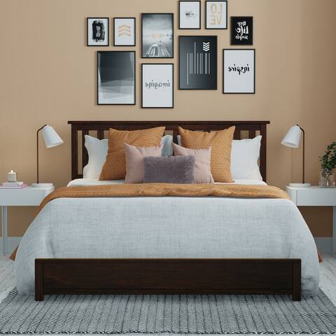 Kotter Home Modern Dark Brown Wooden Bed Frame with Headboard