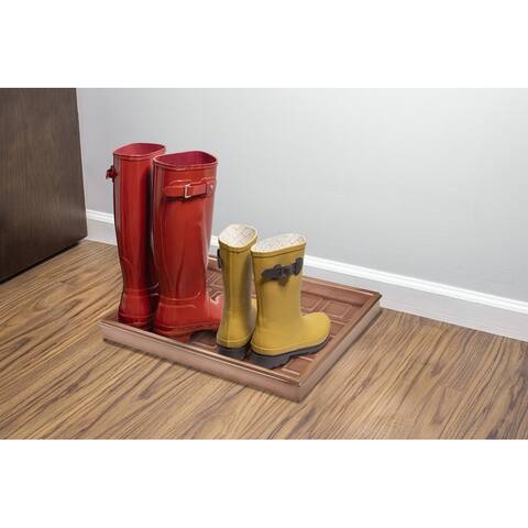 20" Squares Multi-Purpose Boot Tray for Boots, Shoes, Plants, Pet Bowls, and More, Copper Finish by Good Directions