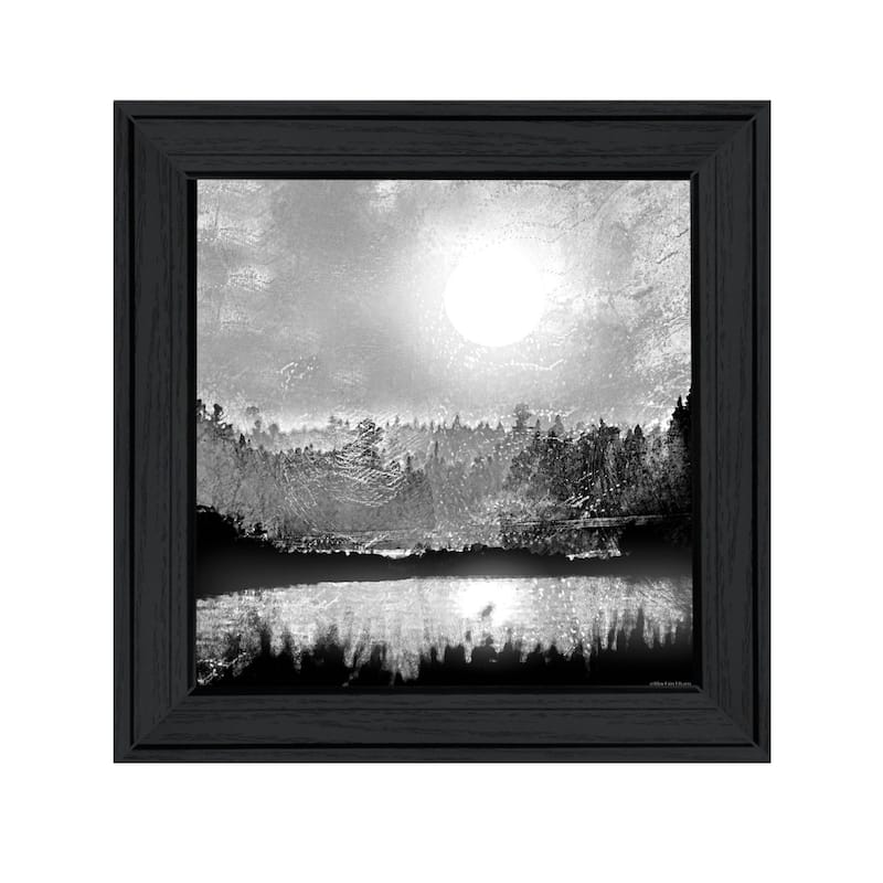 TrendyDecor4U "Big Moon Lake" Framed Print Wall Art - Charcoal