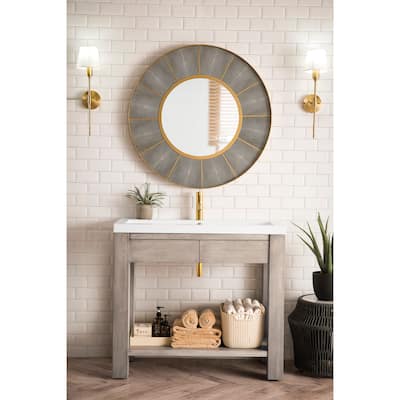 Brooklyn 39.5" Wooden Sink Console w/ White Glossy Composite Countertop