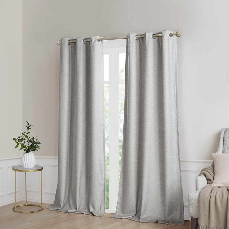 Tonal Printed Faux Silk Total Blackout Curtain Panel Pair(2 Pcs Window Panels)