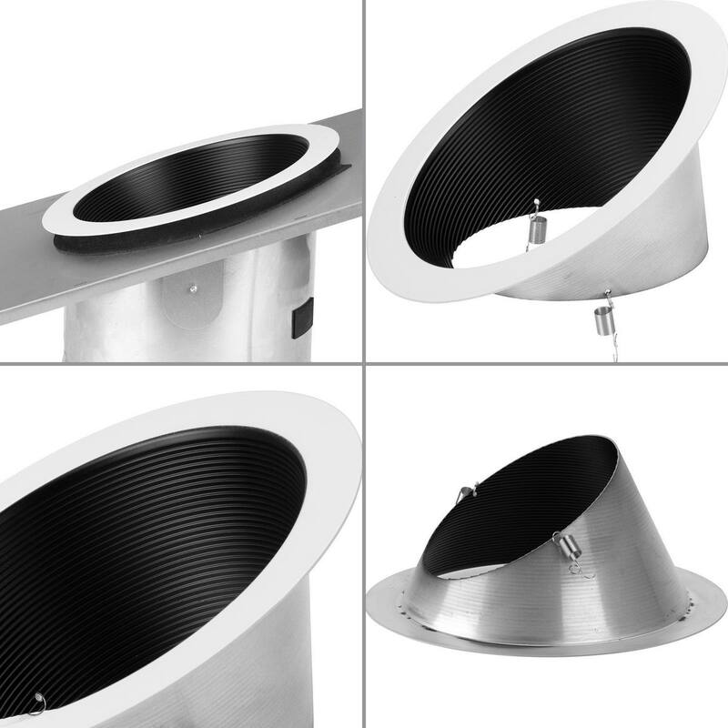 6 in. Black Recessed Sloped Ceiling Step Baffle Trim for 6 in. Housing - Medium
