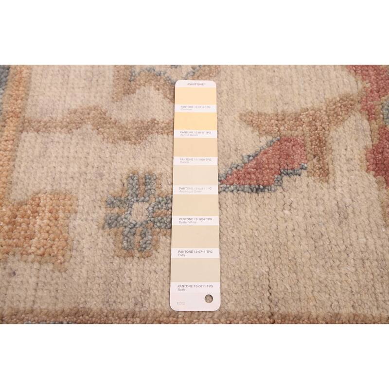 ECARPETGALLERY Hand-knotted Modern Oushak Ivory Wool Rug - 9'0 x 12'0