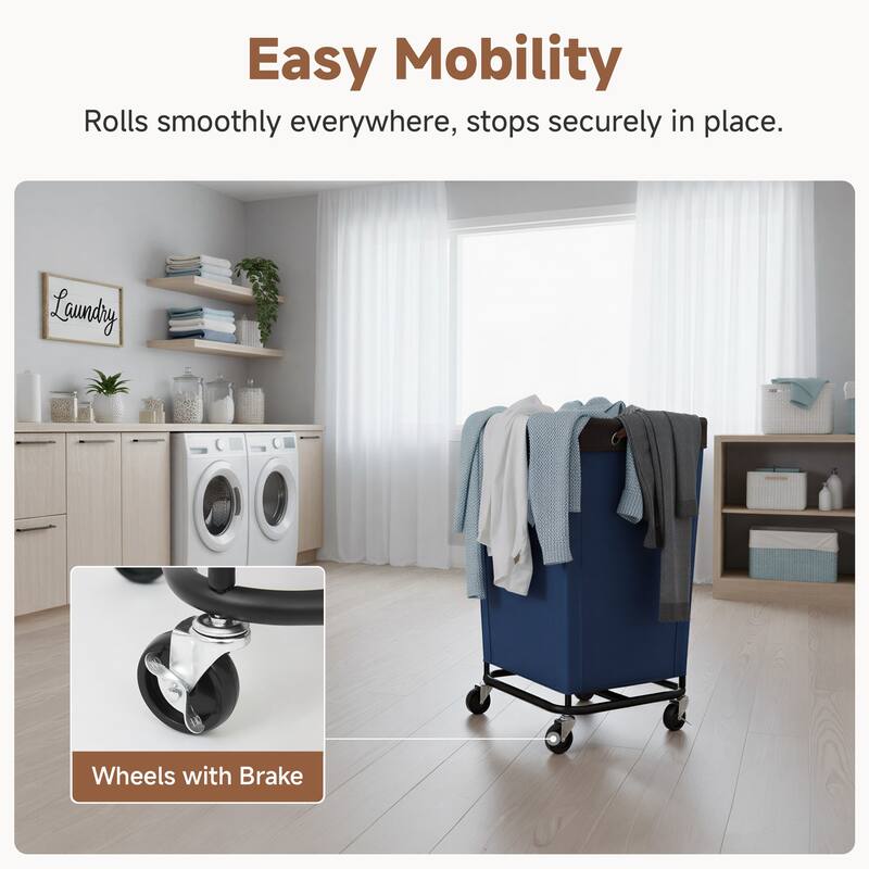 160L Laundry Hamper With Wheels, Large Clothes Laundry Basket With Steel Frame for Home, Closet, Dorm, Bathroom, Laundry Room