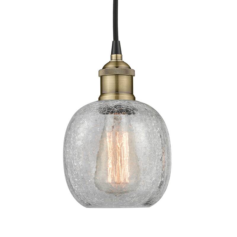 Innovations Lighting 616-1P-10-6 Belfast Pendant Belfast 6" Wide Mini - Black Antique Brass / Clear Crackle