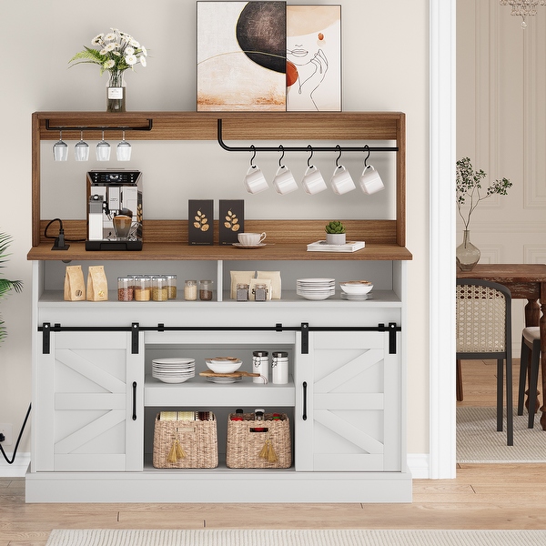 Farmhouse style coffee bar cabinet discount