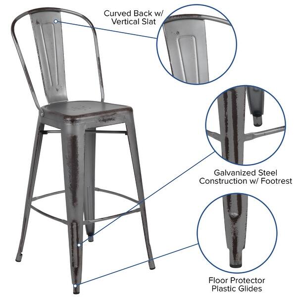Shop 4 Pack 30 High Distressed Metal Indoor Outdoor Barstool With Back On Sale Overstock 27085616,Hindi Project Decorations