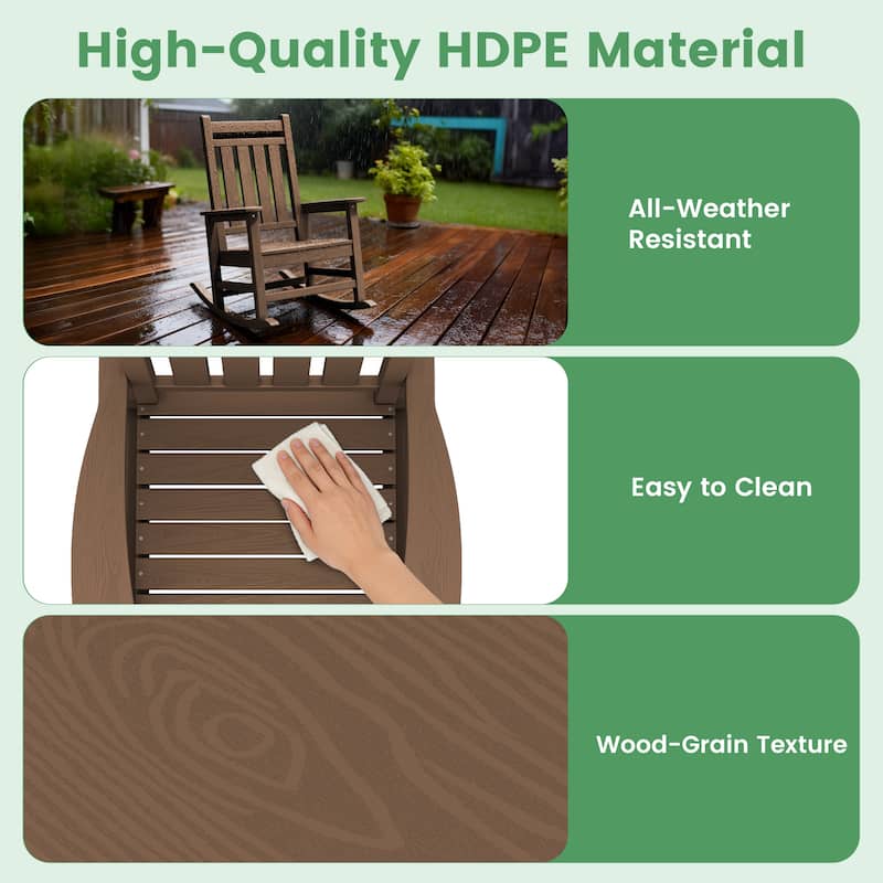 Modern High-Back Rocking Adirondack Chair All Weather