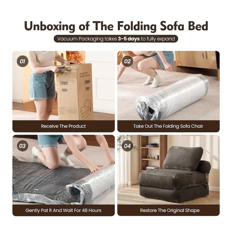 OVIOS Corduroy Foldable ​Compressed Sleeper Sofa