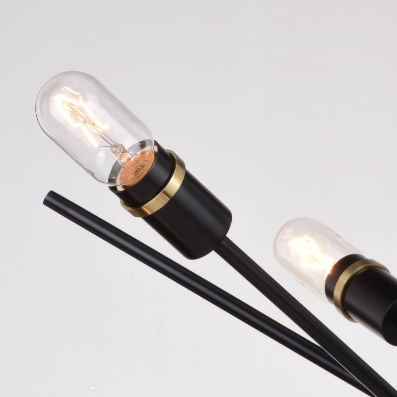Halsted Black and Satin Brass Mid-Century Modern Sputnik Pendant Light