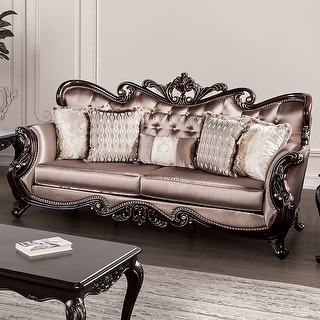 Furniture of America Cintel Traditional Velvet Tufted Wingback Sofa