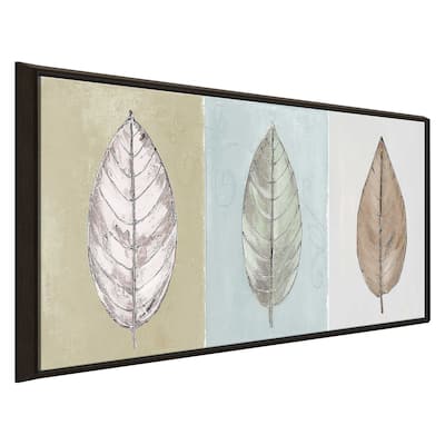 "Neutral New Leaf Trio" Print on Floating Canvas