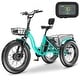 preview thumbnail 2 of 34, DoCred 20"x4" Fat Tire Electric Tricycle, 48V 500W with 7 Speed Ebike Light-Blue