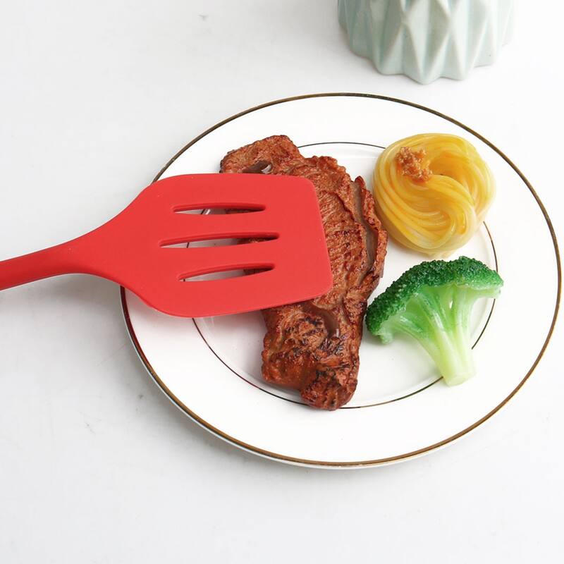 Silicone Slotted Design Non-stick Pancake Turner Spatula Cooking Tool Red