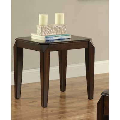 23 Inch Dark Brown Rectangular Solid Wood Side Table with Four Leg Support for Living Room or Bedroom - 23" H x 23" W x 23" H